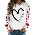 thumbnail image 2 of FASHOFT Valentines Shirts for Women Cute Love Heart Graphic Shirts Heart Print Long Sleeve Tops Crewneck Pullover Sweatshirt White L, 2 of 4