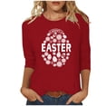 thumbnail image 2 of EQWLJWE 2024 Easter Day Shirts for Women Casual 3/4 Sleeve Cute Flower Eggs Graphic Tees Trendy Workout Tunic Tops Comfy Three Quarter Loose Blouse for Summer Spring (Red,M), 2 of 4