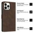 thumbnail image 5 of Wallet Case for iPhone 14 Pro Max, PU Leather Flip Case Card Slots Holder, Anti-falling Anti-fingerprint Classic Kickstand Book Folding Folio Cover with Wrist Strap for 6.7 Inch, Brown, 5 of 10
