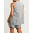 thumbnail image 4 of Women 2 Piece Outfits Casual Shorts Set Sleeveless V Neck Button Down Tank Tops & Shorts Tracksuit, 4 of 5