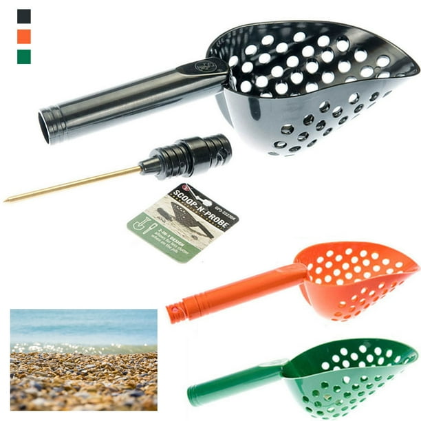 1 X Tough Durable Black Plastic Beach Sand Scoop With Brass Probe Metal