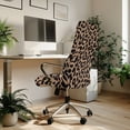 thumbnail image 3 of Renewold Brown Leopard Print Office Chair Cover Universal Stretch Desk Chair Cover with Elastic Bottom Removable Office Computer Chair Cover for Armrest Chairs Home Office Decor, S, 3 of 7