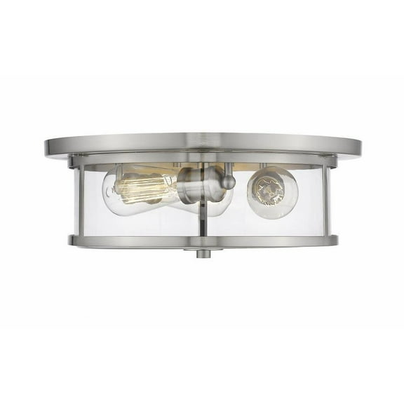3 Light Flush Mount in Midcentury Style 15.75 inches Wide By 6.25 inches High-Brushed Nickel Finish-Clear Glass Color Bailey Street Home