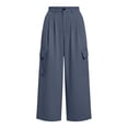 thumbnail image 4 of MYAOYINo Boundaries Office Chic High Waisted Cropped Cargo Pants Women Pleated Wide Leg Polished Trousers, 4 of 8