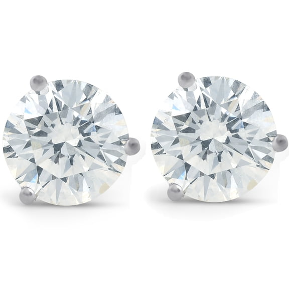 Pompeii 4 ct Diamond Martini Screw Back Studs 14k White Gold (HI,I1-I2)