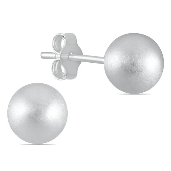 SZUL Women's 6mm Satin Finish Ball Stud Earrings in .925 Sterling Silver