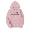 thumbnail image 4 of Womens Solid Hoodies Fall Fashion Casual Long Sleeve Hooded Sweatshirts Loose Comfy Trendy Pullover Tops with Pockets,Pink,XXL, 4 of 9