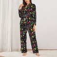 thumbnail image 6 of Salouo Colorful Geometric Figures Pattern Women's Pajamas Set Long Sleeve Button Down Sleepwear Soft Pj Lounge Sets for women 2 Piece Pjs Set with Long Pants -Medium, 6 of 8