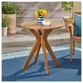 thumbnail image 2 of Wood Outdoor Bistro Table - 27.5 Inch Round Patio Dining Table - X-Base Small Garden Table for Backyard, Deck, Porch - Weather Resistant, 2 of 9