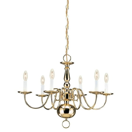 - Sea Gull Lighting Traditional 3411-02 6-Light Chandelier - 23.5 diam. in. - Polished Brass