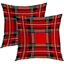 Tartan Plaid Decorative Pillow Covers, 20 x 20 Inch Royal Stewart Tartan Classic Red Scottish Plaid Double Sided Throw Pillow Covers Sofa Cushion Cover Square 20 Inches(Set of 2)