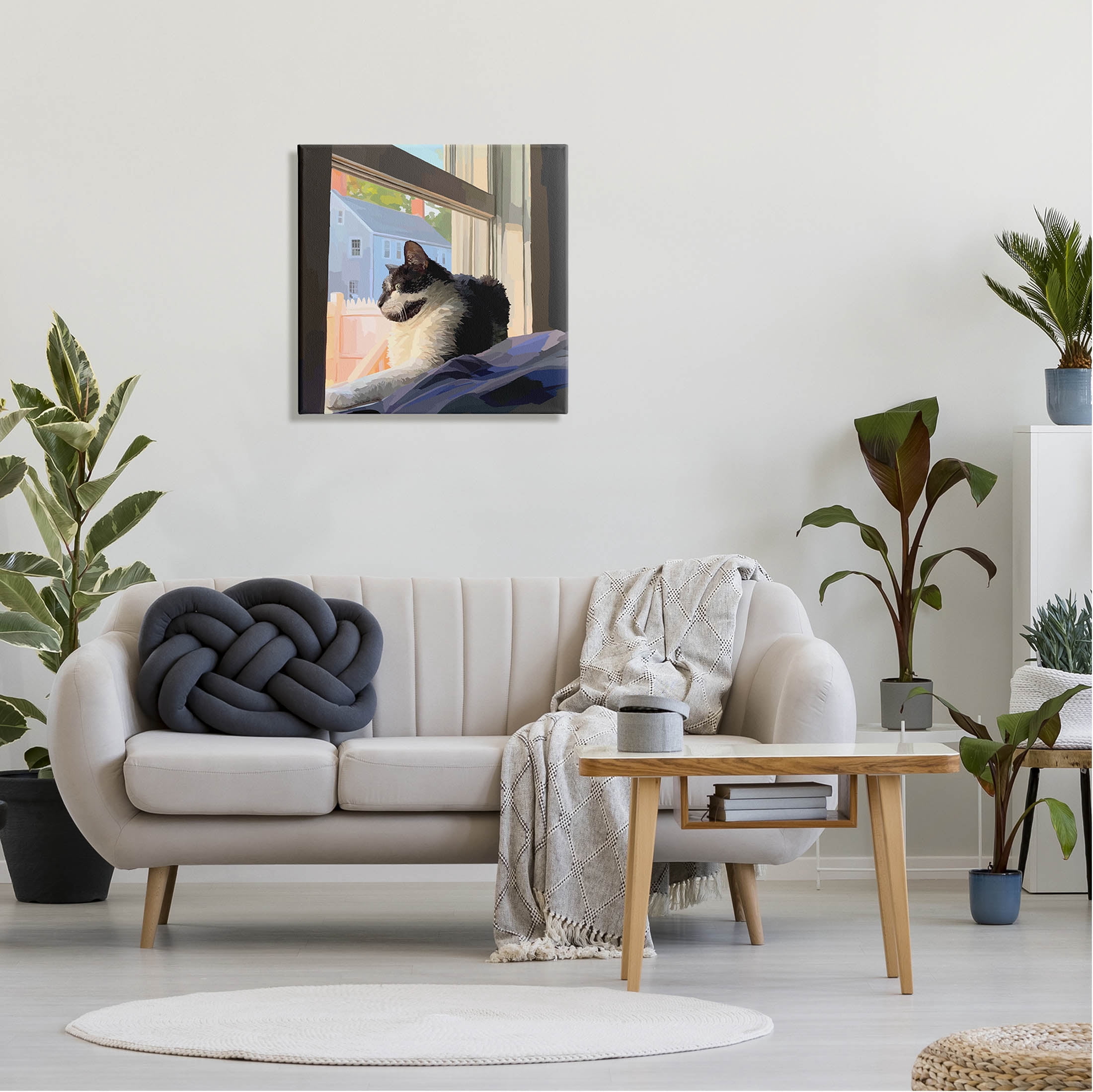 Stupell Industries Warm Sunlit Cat Neighborhood Windowsill Graphic Art Gallery Wrapped Canvas Print Wall Art, Design by Emily Kalina