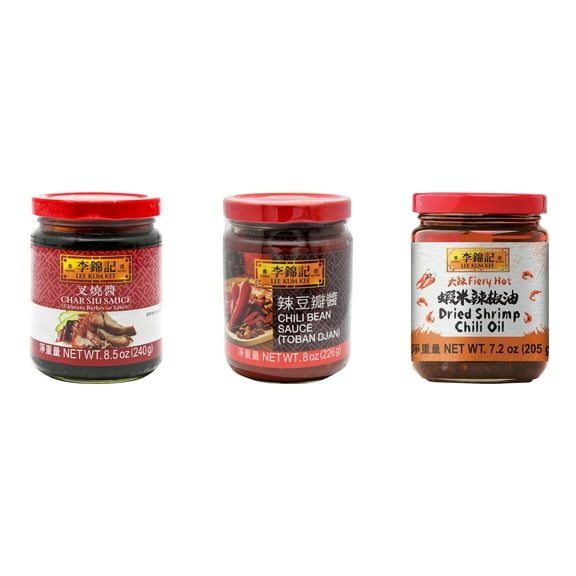 NineChef Brand Spoon Plus 3 Pack Lee Kum Kee Cooking Sauce, 3 Flavors(Char Siu Sauce,Chili Bean Sauce,Dried Shrimp Chili Oil)