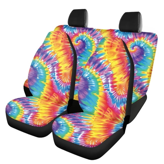 Uourmeti Seat Protectors Washable Auto Interior Accessories Car Seat Covers Full Set Polyester Breathable Soft, Fit for Trucks Sedans Cars, Tie Dye Spiral Pattern