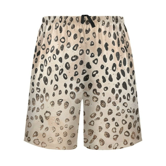 joogoo Mens Swim Trunks Plain Cheetah Glitter Print Beach Shorts Drawstring Elastic Waist Swimwear Bathing Suits L