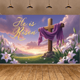 thumbnail image 6 of Pink Cherry Blossom Happy Easter Banner Bunny Ear Design Easter Backdrop Colorful Easter Eggs Themed Spring Easter Display for Easter Party Spring Celebration Photo Shoot, 6 of 9