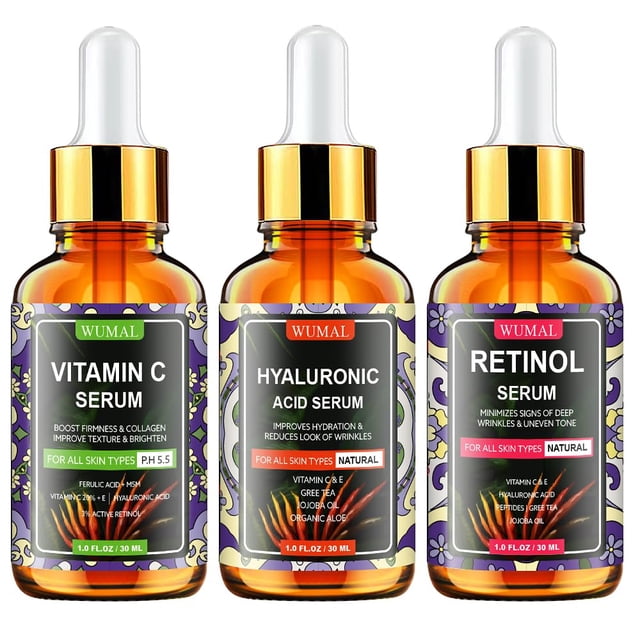 Set de sérum WUMAL Serum de vitamina C, sérum de retinol y ácido hialurónico