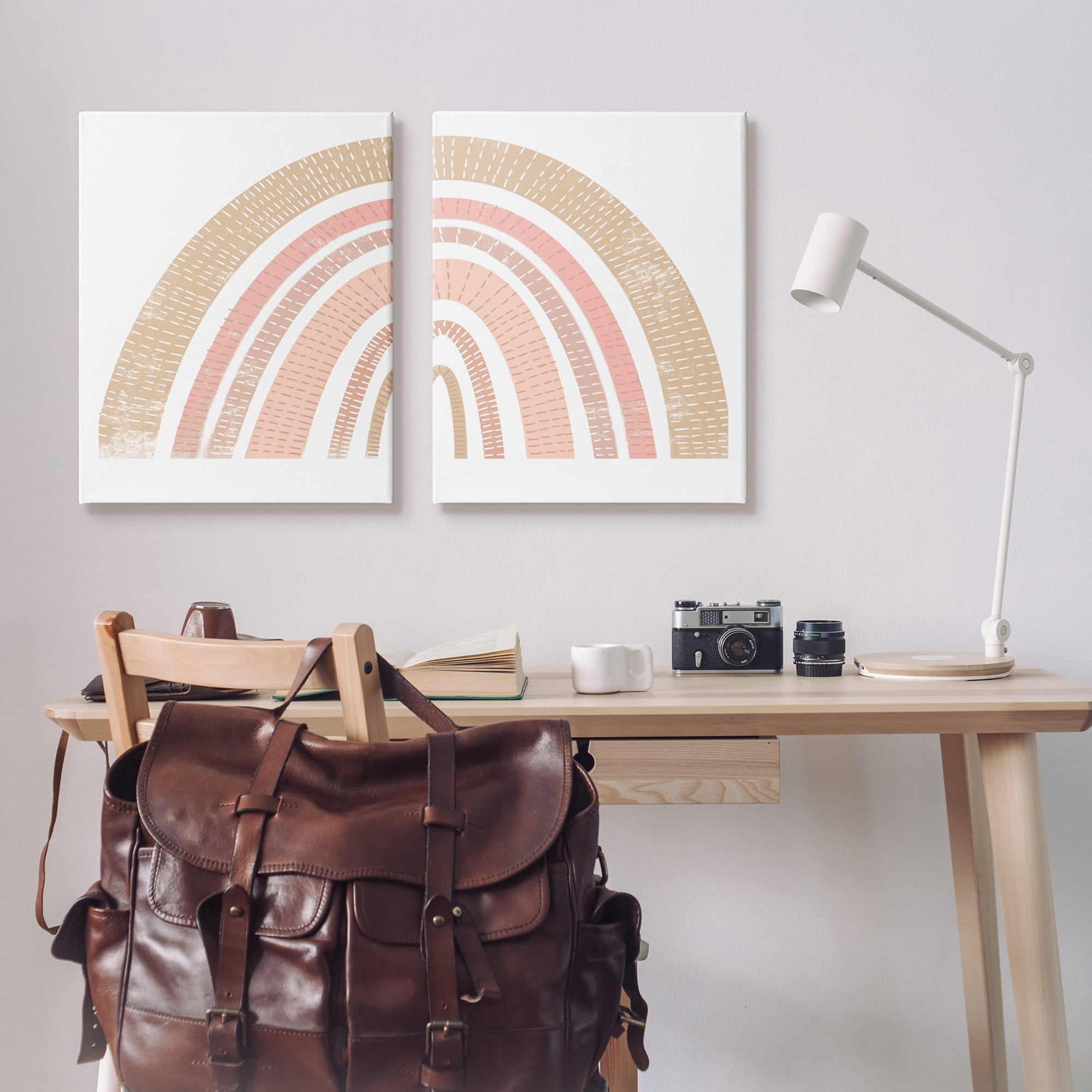 Stupell Industries Abstract Pink Neutral Kid's Rainbow Arches Striped Patterns, 24 x 30, Design by Daphne Polselli