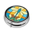 thumbnail image 2 of ZICANCN Round Pill Box Organizer with 3 Compartment, Painted Cartoon Dragonfly Portable Travel Pill Cases for Pocket or Purse, 2 of 6
