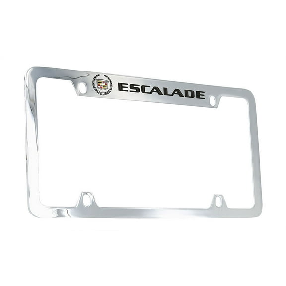 Cadillac Escalade Chrome Plated Metal Top Engraved License Plate Frame Holder