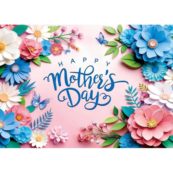 7x5FT Happy Mothers Day Backdrop Flowers Happy Mother's Day Background I Love You Mom Decorations Mothers Day Backdrop for Indoor Outdoor Decor Party Supplies