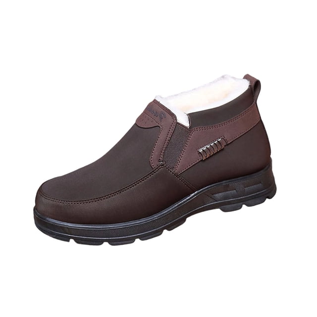 WLOELOEW Fleece Lined Boots For Winter Outdoor Soft Sole Water Resistant Cloth Material Us Size 9 Foot Length 10.63 Inch
