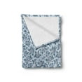 thumbnail image 2 of Leaves Soft Flannel Fleece Throw Blanket, Monochrome Arrangement of Flowers in Bloom Spring Season Nature, Cozy Plush for Indoor and Outdoor Use, 50" x 70", Slate Blue and Pale Blue, by Ambesonne, 2 of 5