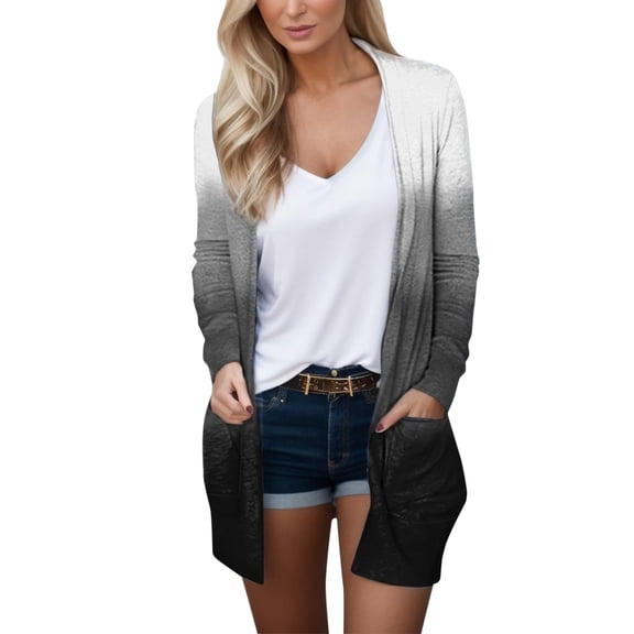 Vedolay Womens Fashion Long Sleeve Open Front Draped Sweater Black,M