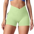 thumbnail image 6 of Women's High-Waisted Scrunch Butt Shorts with Side Pockets and Stretchy Waistband, Buttery Soft Fabric for All Day Comfort Green XL, 6 of 6
