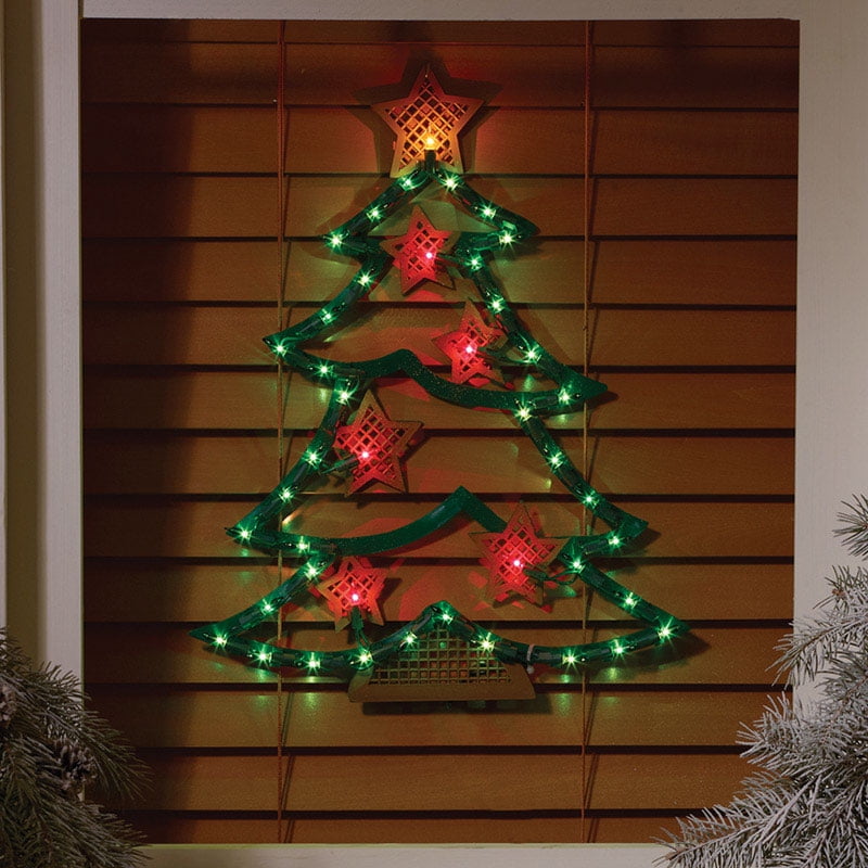 Impact 18 in. Lighted Christmas Tree with Star Ornaments Window