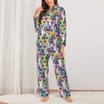 thumbnail image 2 of Yiaed Llamas Colorful Print Pajamas Women's Long Sleeve Sleepwear Soft Button Down Loungewear Pjs Lounge Set Nightwear Womens Pajama Pants-, 2 of 7