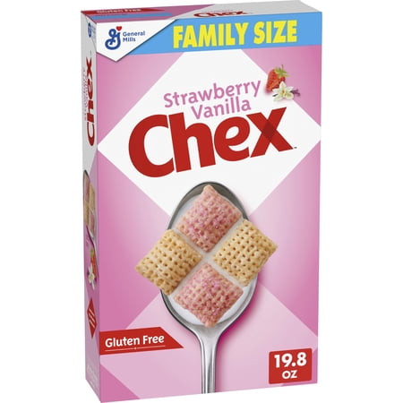 Strawberry Vanilla Chex Cereal, Gluten Free Breakfast Cereal, Made with Whole Grain, Family Size, 19.8 oz