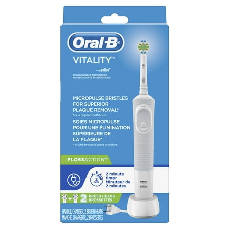 Oral-B Vitality FlossAction Electric Rechargeable Toothbrush with 2 Brush Heads powered by (Best Rated Electric Toothbrush By Dentists)
