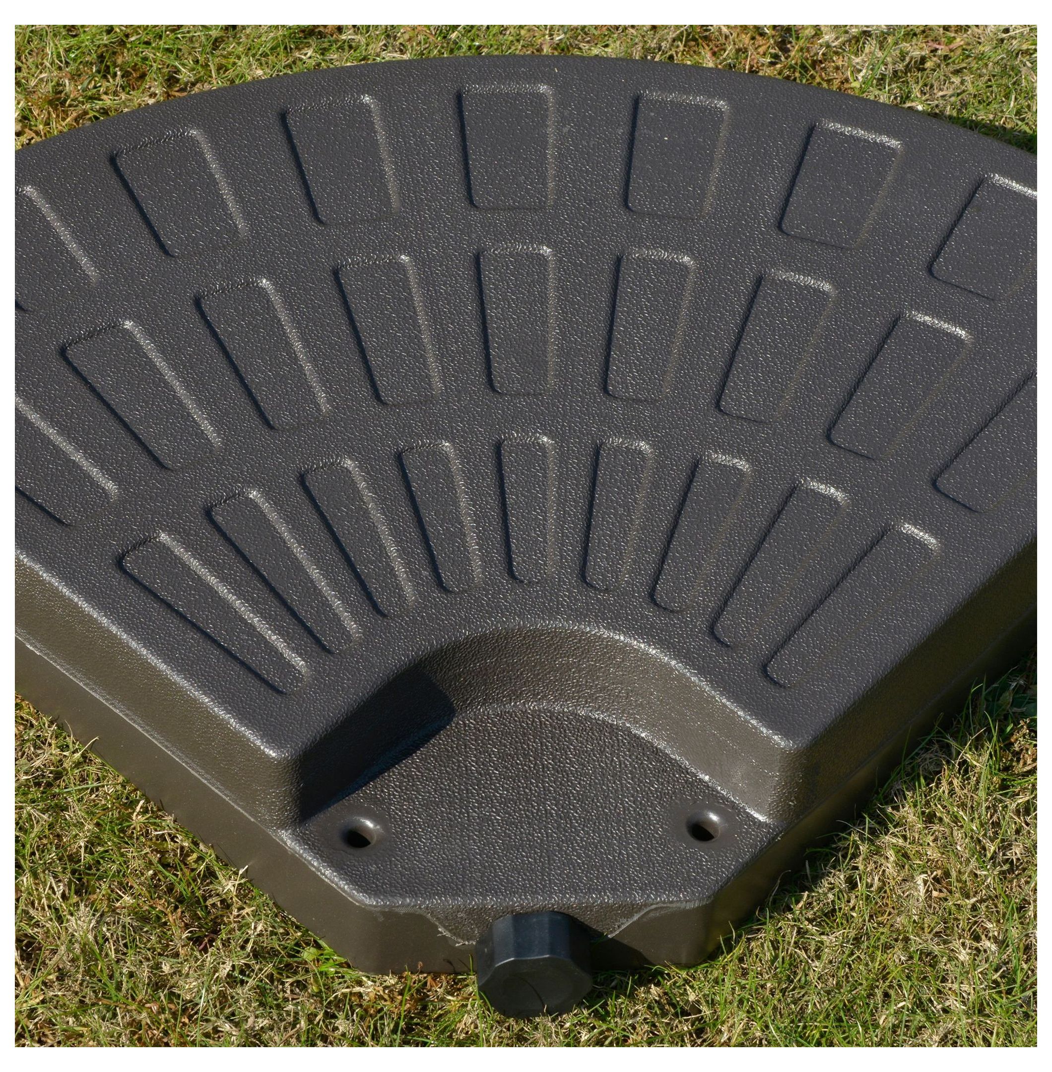 Cantilever Umbrella Base, 220lbs Patio Offset Umbrella Stand Weights with Handles, HDPE Weather-Resistant Fan Shaped Base for Backyard, Deck, Poolside - Coffee Brown
