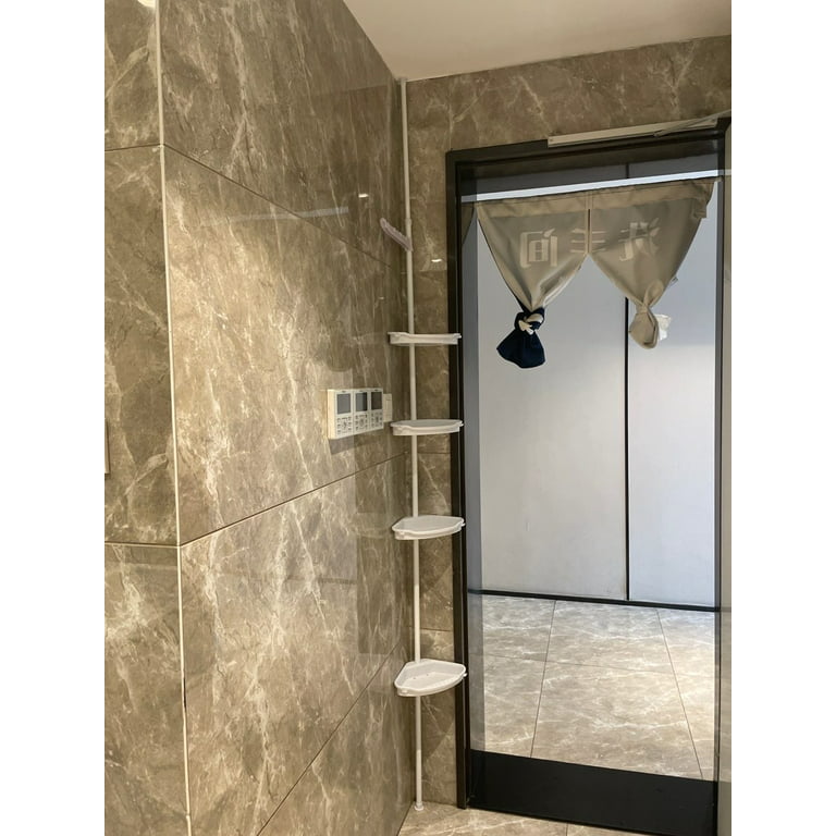 HAMITOR Corner Shower Caddy Tension Pole: Rust Proof 4Tier Shampoo Storage  Organizer for Inside Shower-Telescoping Rod Rack Bathroom and