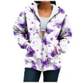thumbnail image 4 of GEWSEY Women's Zip Up Hoodies Long Sleeve Pocket Drawstring Sweatshirts Fall Casual Outfits Jackets (Light Purple, XL), 4 of 7