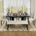 thumbnail image 2 of Euroco 6 Piece Dining Table Set for 6, 63" Modern Faux Marble Kitchen Table & 4 Upholstered Chairs Set with Solid Wood Frame and 1 Bench,Suitable for Dining Room,Home,Beige+Black, 2 of 10