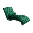 thumbnail image 4 of Velvet Chaise Sofa with Lumbar Pillow, Modern Ergonomic Upholstered Concubine Sofa Chair, Comfy Button-Tufted Sleeper Recliner Sofa for Living Room, Bedroom, Balcony, Emerald, 4 of 7