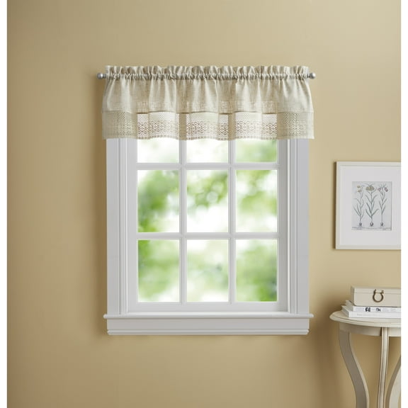 CHF Bridget Tailored Valance Curtain, 14"L x 56"W, Natural, Polyester/Linen, Indoor, Adult