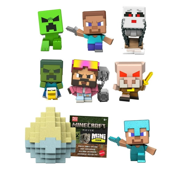 Minecraft Mini Mode Œuf de réapparition avec mini figurine surprise, jouet de collection de 3,8 cm (les personnages peuvent varier)
