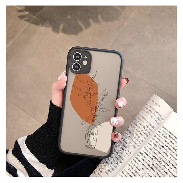 Line Art Sketch Flower Girl Funda protectora para teléfono para iPhone 12 11 13 14 Pro MAX X XS XR SE 2 6s 7 8 Plus Funda dura translúcida Tan Jianjun unisex
