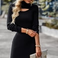 thumbnail image 3 of Vestido de punto para mujer, vestido de otoño, vestido de invierno, elegante vestido tipo suéter, vestido de invierno de cuello redondo y manga larga, otoño, 3 of 5