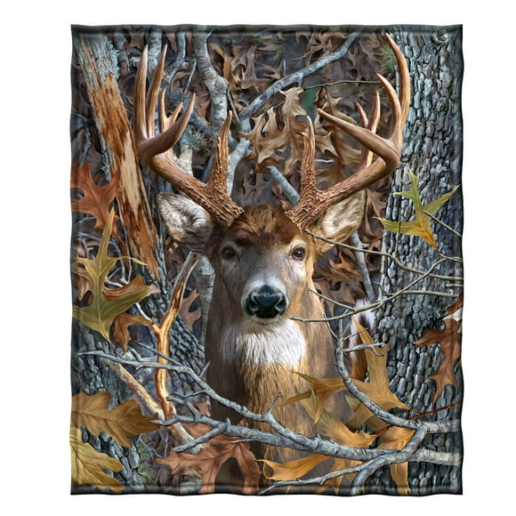 Dawhud Direct Camo Buck Deer Fleece Blanket 50""x60"" for Bed, Men, Women & Kids