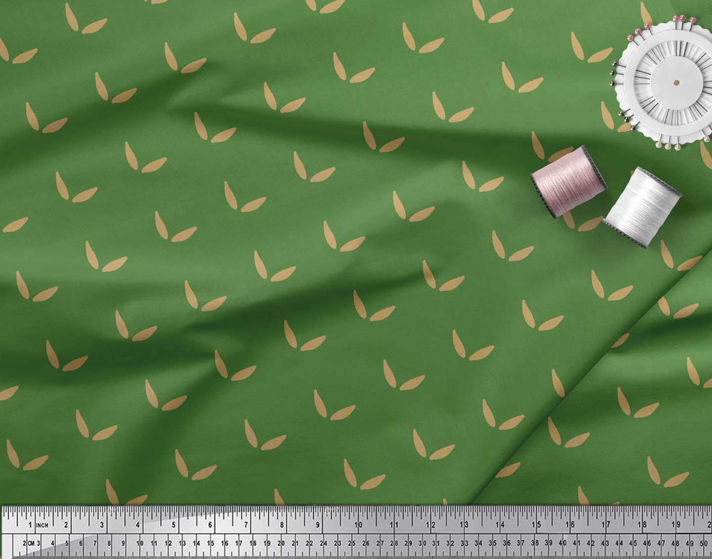 Soimoi Green Rayon Fabric Brush Stroke Abstract Print Fabric by the Yard 42 Inch Wide