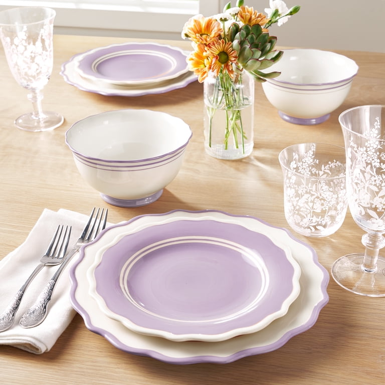 The Pioneer Woman Ainsley 12-Piece Ceramic Dinnerware Set, Iris