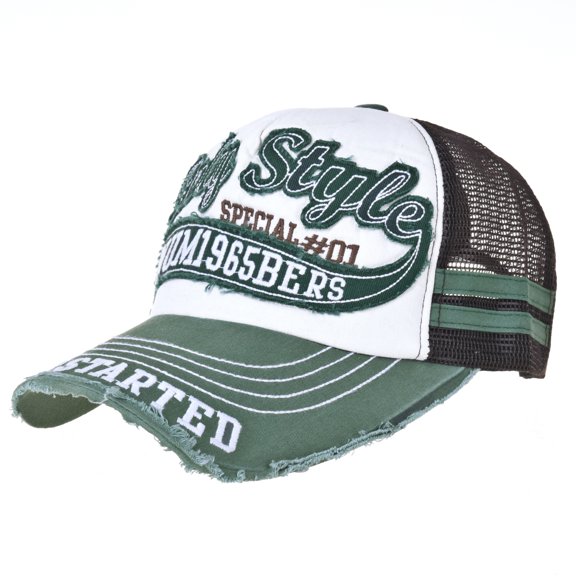 WITHMOONS Vintage Baseball Cap Meshed Distressed Trucker Hat KR1251 (Green)