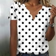 thumbnail image 2 of Staron Summer Tops for Women Polka Dot Blouse Casual Short Sleeve V Neck Round Collar Fashion Shirt, White XXL, 2 of 5