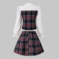 thumbnail image 2 of WXFAZCVU Girls 2 Piece Outfits Long Sleeve Patchwork Shirt and Skirt School Clothes Set Size 10 Years, 2 of 6