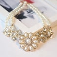 thumbnail image 4 of AYYUFE Women's Bohemian Artificial Pearl Flower Pendant Necklace Choker, 4 of 8