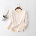 thumbnail image 2 of Womens Long Sleeve Thermal Pullover Crewneck Shirts Winter Warm Fleece Lined Pajamas Tops Soft Fuzzy Lounge Homewear, 2 of 6
